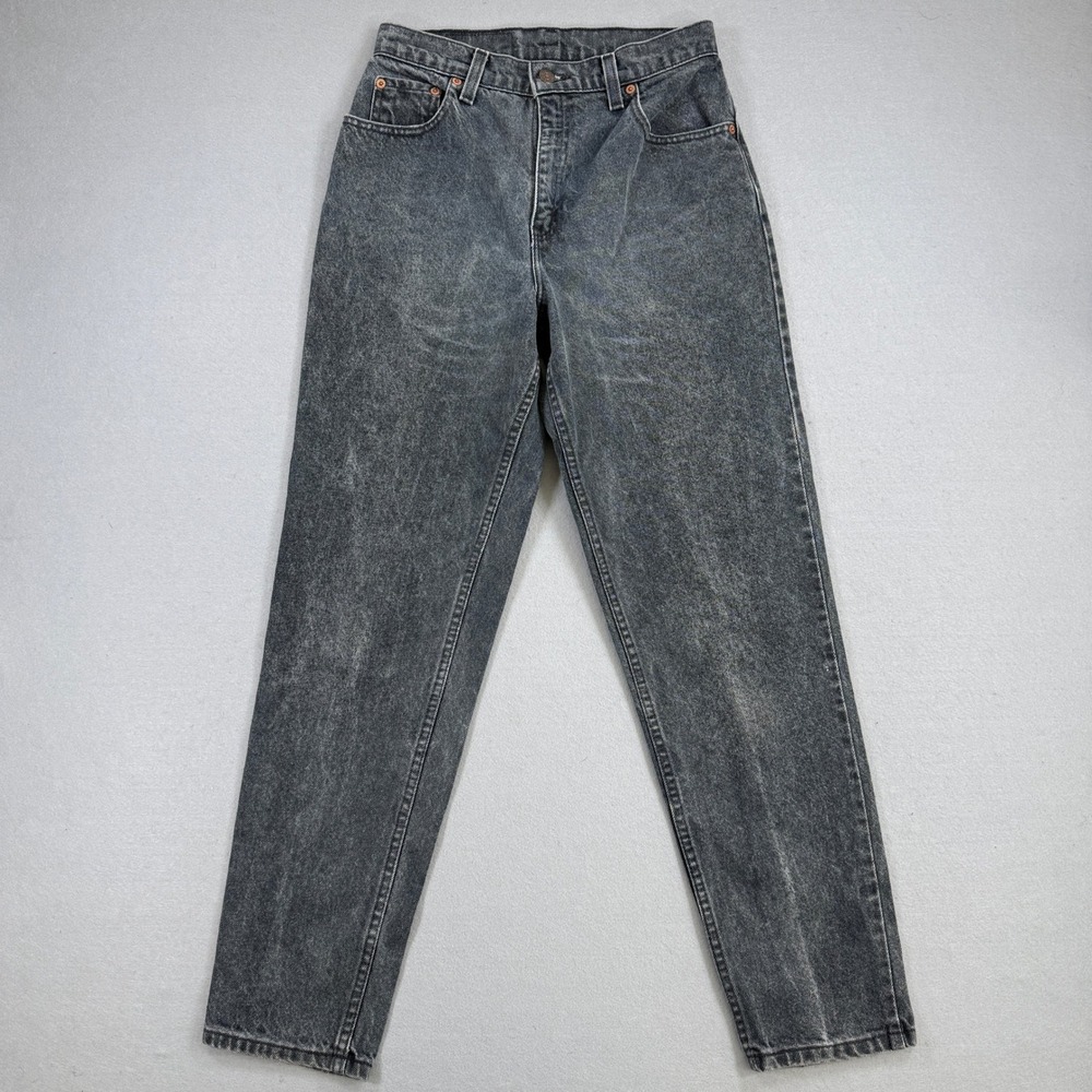Levis 551 Jeans Womens 6 Black Acid Wash Relaxed‎ Tapered Denim USA Vintage 90s